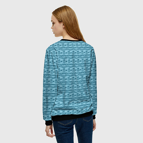 Женский свитшот Новогодний мишка / 3D-Черный – фото 4