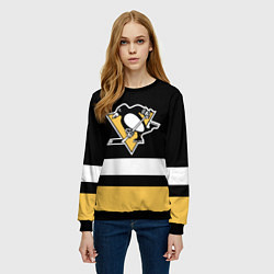 Свитшот женский Pittsburgh Penguins: Black, цвет: 3D-черный — фото 2