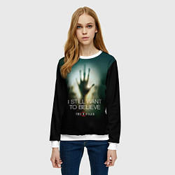 Свитшот женский X-files: Alien hand, цвет: 3D-белый — фото 2