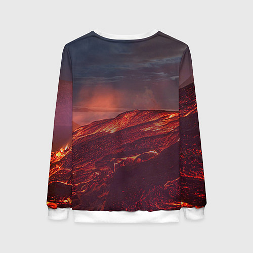 Женский свитшот Кот на вулкане / 3D-Белый – фото 2