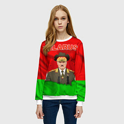 Свитшот женский Александр Лукашенко - Беларусь, цвет: 3D-белый — фото 2
