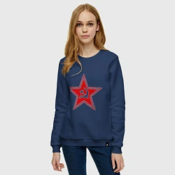 Свитшот хлопковый женский Звезда СССР, цвет: тёмно-синий — фото 2