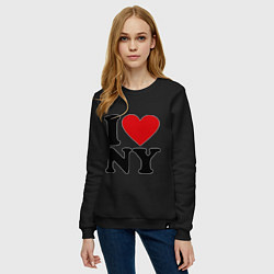 Свитшот хлопковый женский I love NY, цвет: черный — фото 2