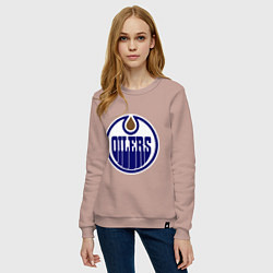 Свитшот хлопковый женский Edmonton Oilers, цвет: пыльно-розовый — фото 2