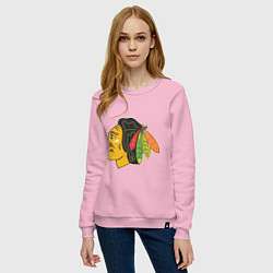 Свитшот хлопковый женский Chicago Blackhawks, цвет: светло-розовый — фото 2
