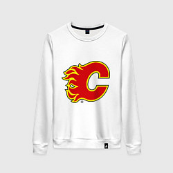 Свитшот хлопковый женский Calgary Flames, цвет: белый