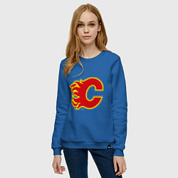 Свитшот хлопковый женский Calgary Flames, цвет: синий — фото 2