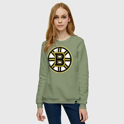 Свитшот хлопковый женский Boston Bruins, цвет: авокадо — фото 2