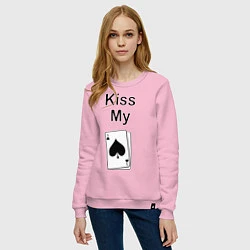Свитшот хлопковый женский Kiss my card, цвет: светло-розовый — фото 2