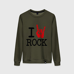 Свитшот хлопковый женский I love rock, цвет: хаки