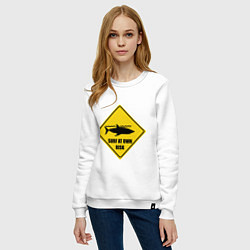 Свитшот хлопковый женский Surf at own risk, цвет: белый — фото 2