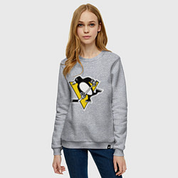 Свитшот хлопковый женский Pittsburgh Penguins: Malkin 71, цвет: меланж — фото 2