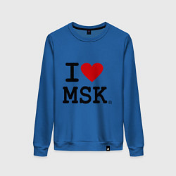 Свитшот хлопковый женский I love MSK, цвет: синий