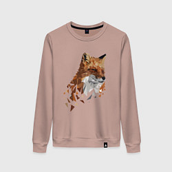 Свитшот хлопковый женский Полигональный лис, цвет: пыльно-розовый
