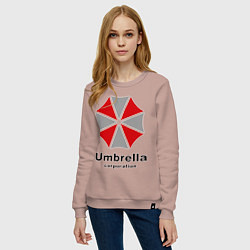 Свитшот хлопковый женский Umbrella corporation, цвет: пыльно-розовый — фото 2