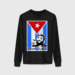 Свитшот хлопковый женский Fidel: Viva, Cuba!, цвет: черный