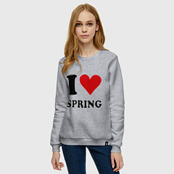 Свитшот хлопковый женский I love spring - Я люблю весну, цвет: меланж — фото 2
