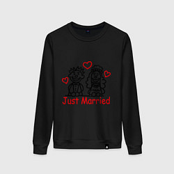 Свитшот хлопковый женский Just married (Молодожены), цвет: черный