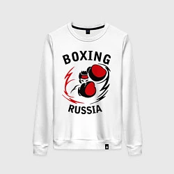 Свитшот хлопковый женский Boxing Russia Forever, цвет: белый