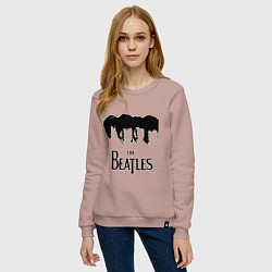 Свитшот хлопковый женский The Beatles: Faces, цвет: пыльно-розовый — фото 2