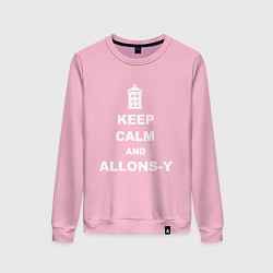 Свитшот хлопковый женский Keep Calm & Allons-Y, цвет: светло-розовый