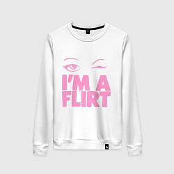 Свитшот хлопковый женский Я флиртую, цвет: белый