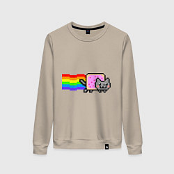 Свитшот хлопковый женский Nyan Cat, цвет: миндальный