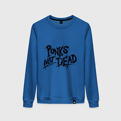 Свитшот хлопковый женский Punks not dead, цвет: синий