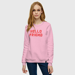 Свитшот хлопковый женский Hello Friend, цвет: светло-розовый — фото 2