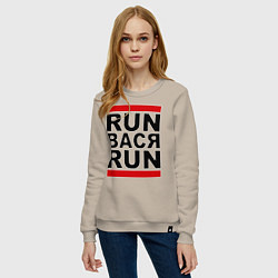 Свитшот хлопковый женский Run Вася Run, цвет: миндальный — фото 2