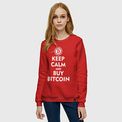 Свитшот хлопковый женский Keep Calm & Buy Bitcoin, цвет: красный — фото 2