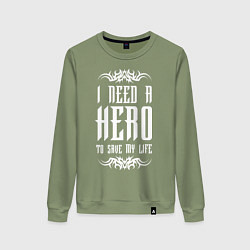 Свитшот хлопковый женский Skillet: I need a Hero, цвет: авокадо