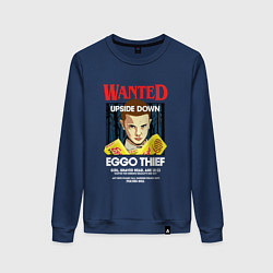 Свитшот хлопковый женский Wanted: Eggo Thief / 11, цвет: тёмно-синий