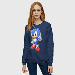 Свитшот хлопковый женский Classic Sonic, цвет: тёмно-синий — фото 2
