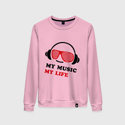 Свитшот хлопковый женский My music my life, цвет: светло-розовый