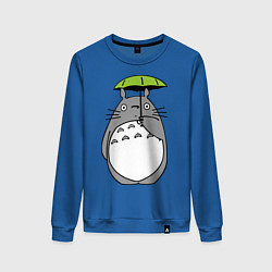 Свитшот хлопковый женский Totoro с зонтом, цвет: синий