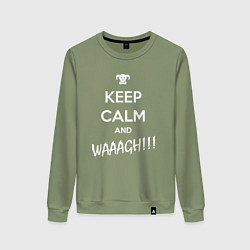 Свитшот хлопковый женский Keep Calm & WAAAGH, цвет: авокадо