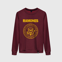 Свитшот хлопковый женский Ramones цвета меланж-бордовый — фото 1