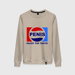 Свитшот хлопковый женский Penis. Enjoy the taste, цвет: миндальный