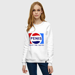 Свитшот хлопковый женский Penis. Enjoy the taste, цвет: белый — фото 2