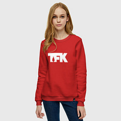 Свитшот хлопковый женский TFK: White Logo, цвет: красный — фото 2