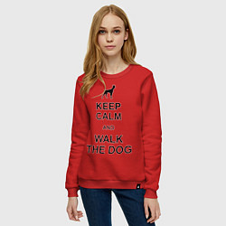 Свитшот хлопковый женский Keep Calm & Walk the dog, цвет: красный — фото 2