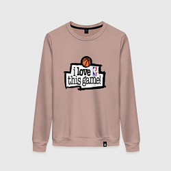 Свитшот хлопковый женский Basketball: I love this game, цвет: пыльно-розовый