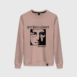 Свитшот хлопковый женский Give Peace a Chance, цвет: пыльно-розовый