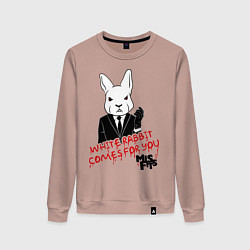 Свитшот хлопковый женский Misfits: White rabbit, цвет: пыльно-розовый