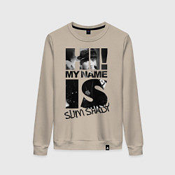 Свитшот хлопковый женский My name is slim shady, цвет: миндальный