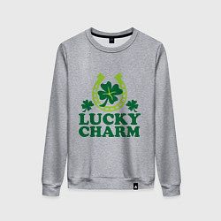 Свитшот хлопковый женский Lucky charm - подкова, цвет: меланж