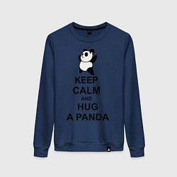 Свитшот хлопковый женский Keep Calm & Hug A Panda, цвет: тёмно-синий