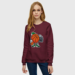 Свитшот хлопковый женский Hip Hop Basketball, цвет: меланж-бордовый — фото 2