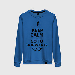 Свитшот хлопковый женский Keep Calm & Go To Hogwarts, цвет: синий